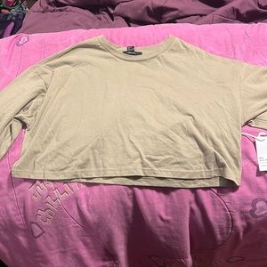 Soft olive green long sleeve crop top